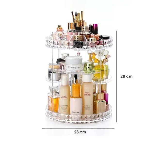 Organizador Porta Maquiagem Giratorio 360 Acrilico Cosmeticos Batom Make Cremes Perfumes Joias Biju Multifuncional