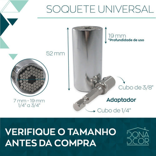 Chave Soquete Universal 7 A 19 Mm Adaptador Parafusadeira